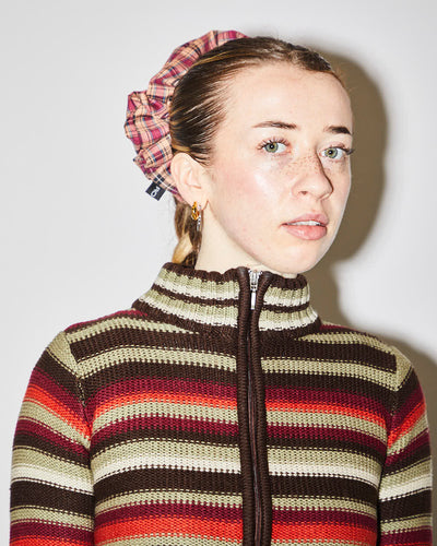 Rokit Originals Sustainable Scrunchie - Burgundy Check
