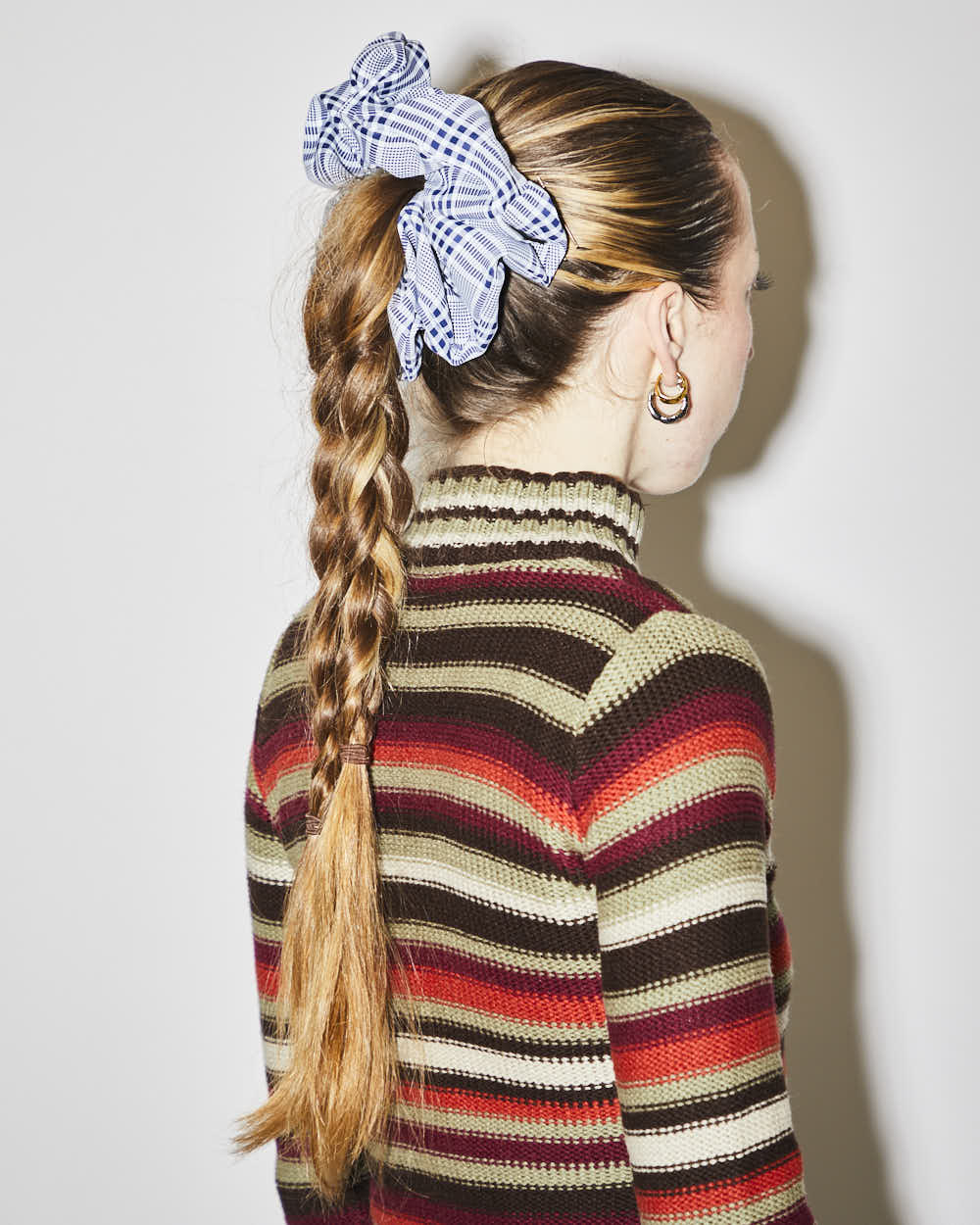Rokit Originals Sustainable Scrunchie - Navy and White Check