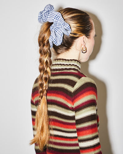 Rokit Originals Sustainable Scrunchie - Navy and White Check