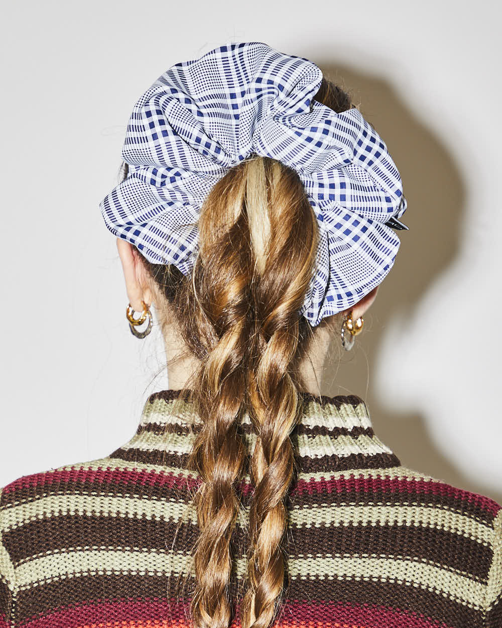Rokit Originals Sustainable Scrunchie - Navy and White Check