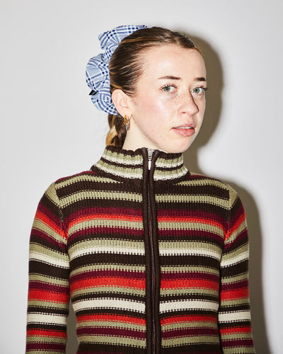 Rokit Originals Sustainable Scrunchie - Navy and White Check