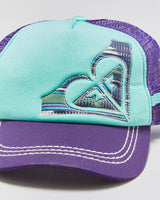 DSWT Vintage Roxy Women's Contrast Stitch Curve Brim Foam Trucker Hat - OS