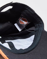 Vintage Harley Davidson Women's Canvas Embroidered Flames Velcro Baseball Cap - XS-S