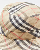 Vintage 1980s Burberry Canvas Women's Nova Check Made In England Bucket Hat - XS