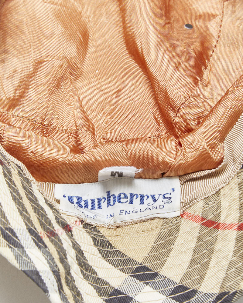 Vintage 1980s Burberry Canvas Women's Nova Check Made In England Bucket Hat - XS