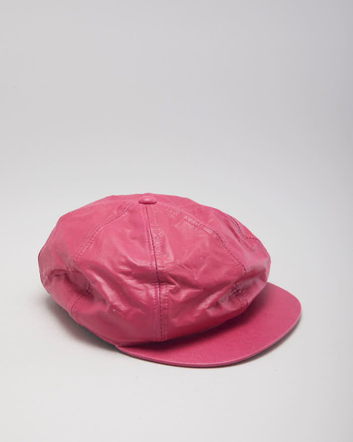 Baker Boy Pink Faux Leather Hat