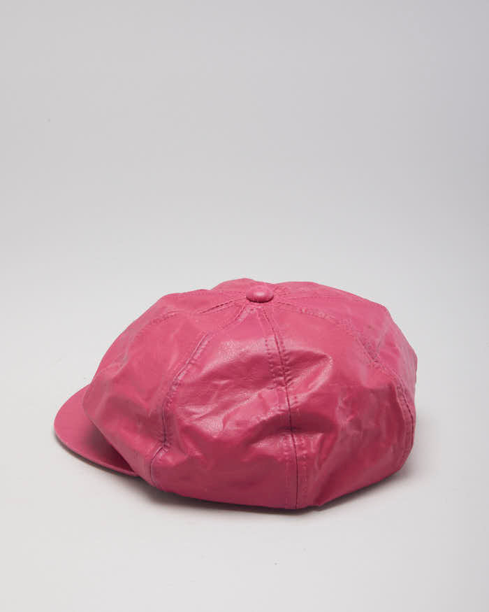 Baker Boy Pink Faux Leather Hat