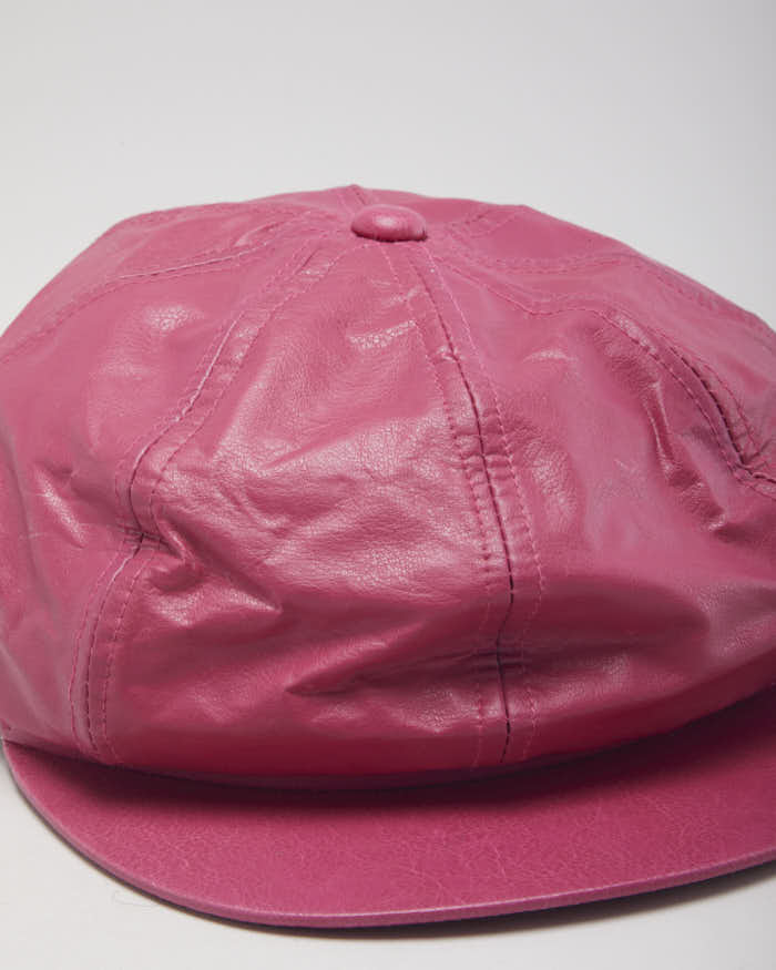 Baker Boy Pink Faux Leather Hat
