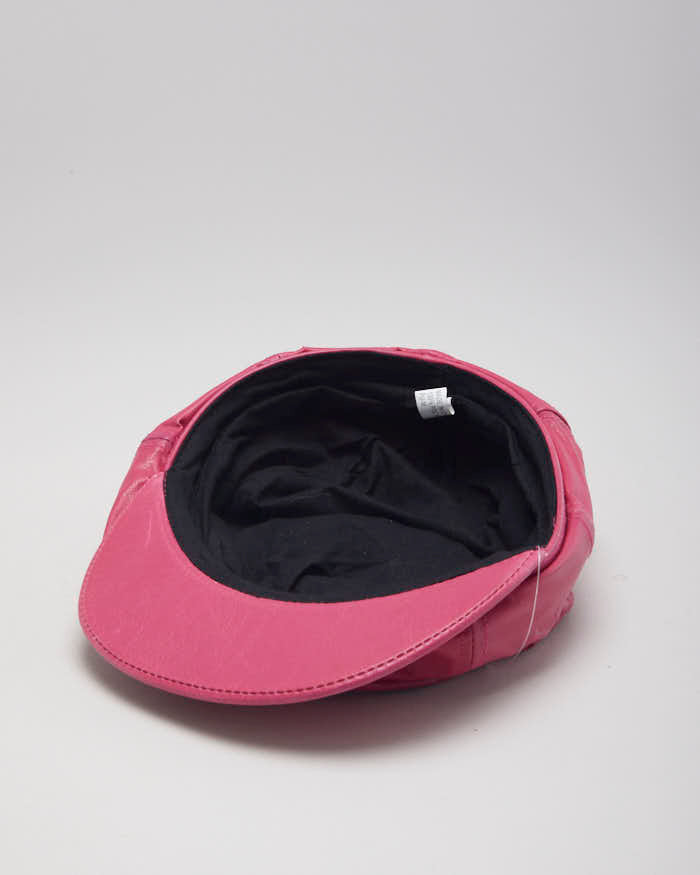 Baker Boy Pink Faux Leather Hat