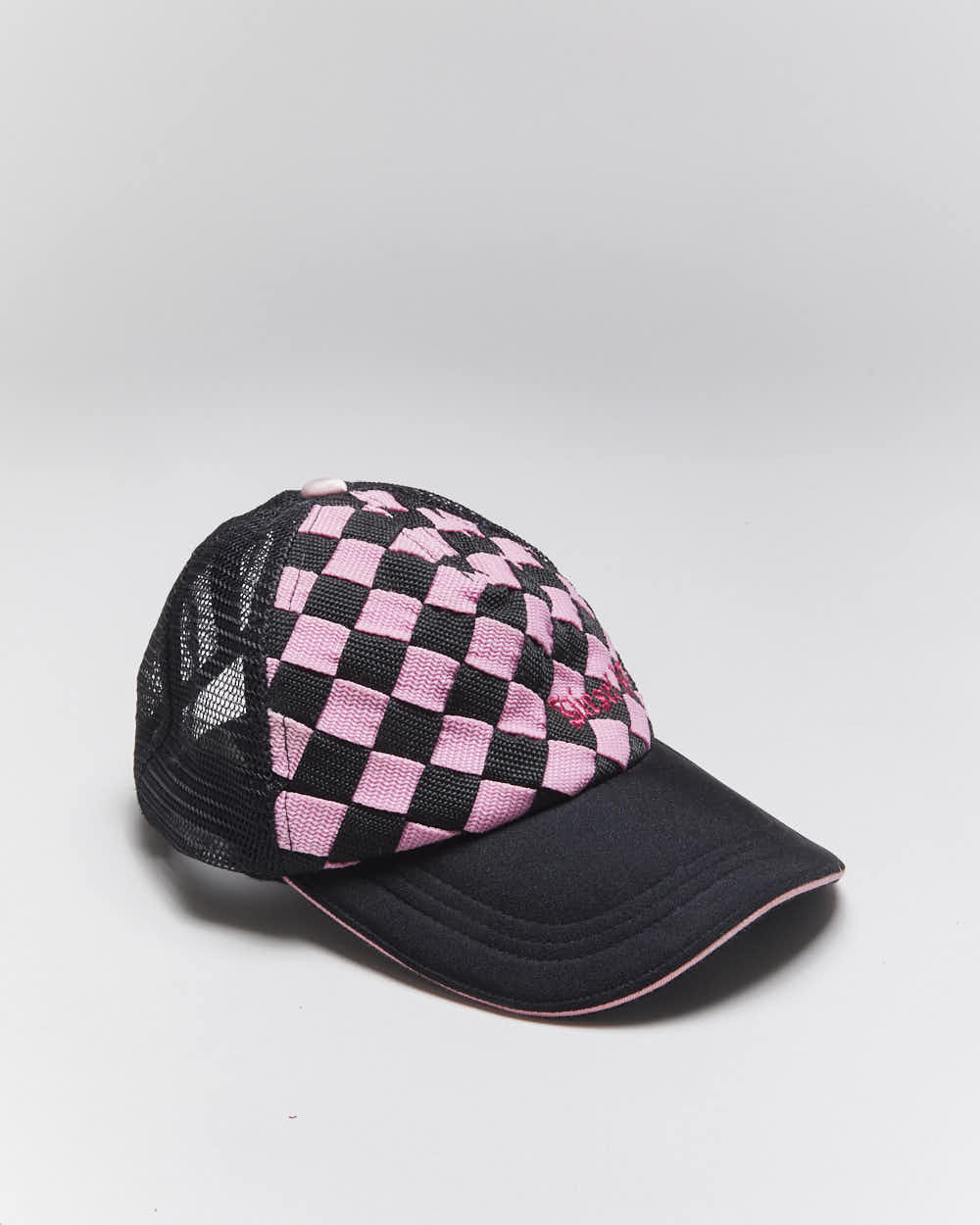 Vintage Y2K Diesel Checked Embroidered Logo Trucker Cap - OS