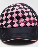 Vintage Y2K Diesel Checked Embroidered Logo Trucker Cap - OS