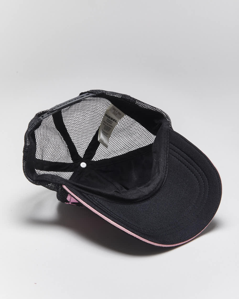 Vintage Y2K Diesel Checked Embroidered Logo Trucker Cap - OS