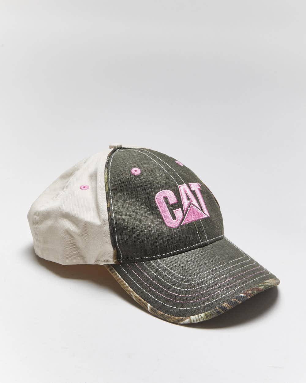 Vintage Y2K CAT Embroidered Logo Camouflage Brim Baseball Cap - OS