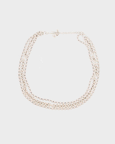 Y2K 00s Triple Layer Silver Chain Choker Necklace - O/S
