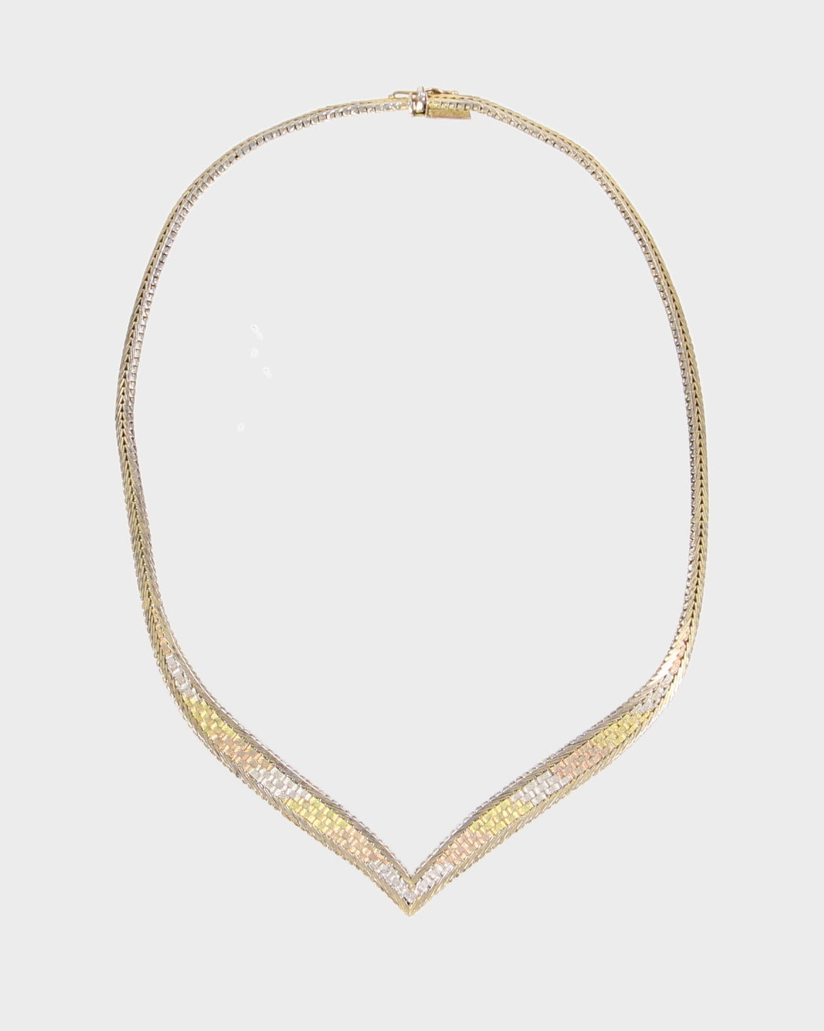 Vintage 925 Sterling Silver Chevron Style Choker Necklace - O/S