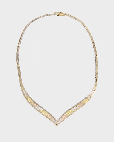 Vintage 925 Sterling Silver Chevron Style Choker Necklace - O/S