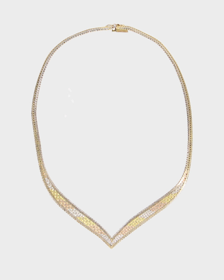 Vintage 925 Sterling Silver Chevron Style Choker Necklace - O/S