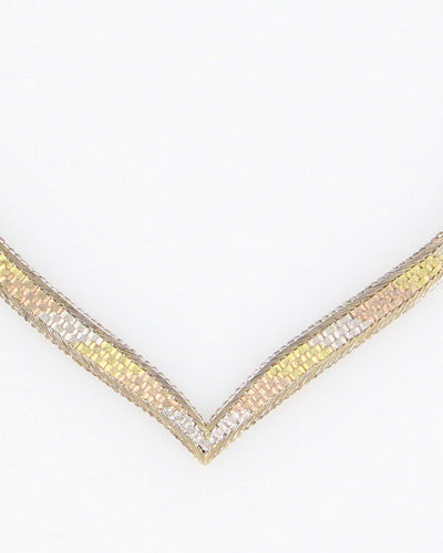 Vintage 925 Sterling Silver Chevron Style Choker Necklace - O/S