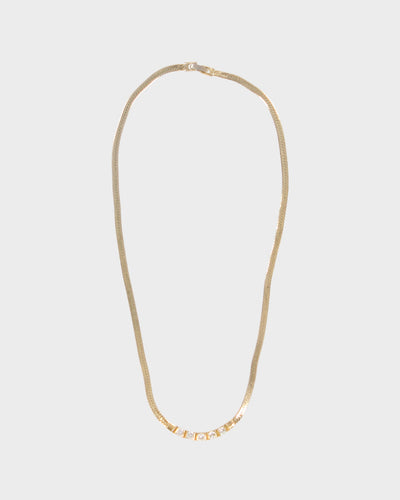 Vintage Silver Diamante Chain Necklace - O/S