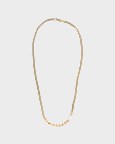 Vintage Silver Diamante Chain Necklace - O/S