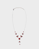 Y2K 00s Red Diamante Droplet Necklace - O/S