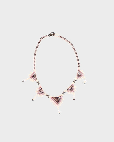 Y2K 00s Pink & Black Handmade Beaded Choker Necklace - O/S