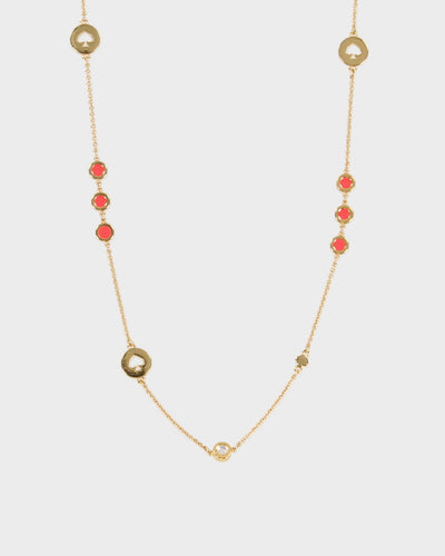 Kate Spade Gold And Pink Spade Necklace - O/S