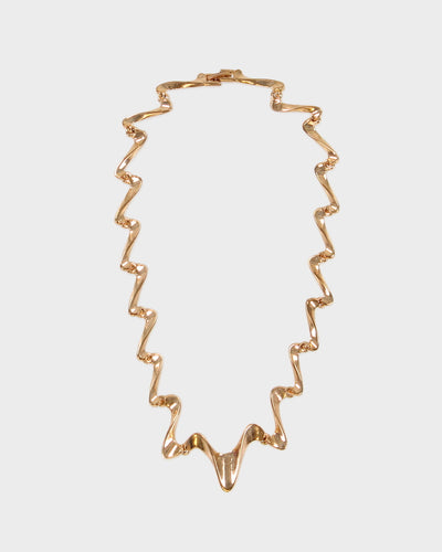 Y2K 00s Gold Plated Squiggley Choker Necklace - O/S