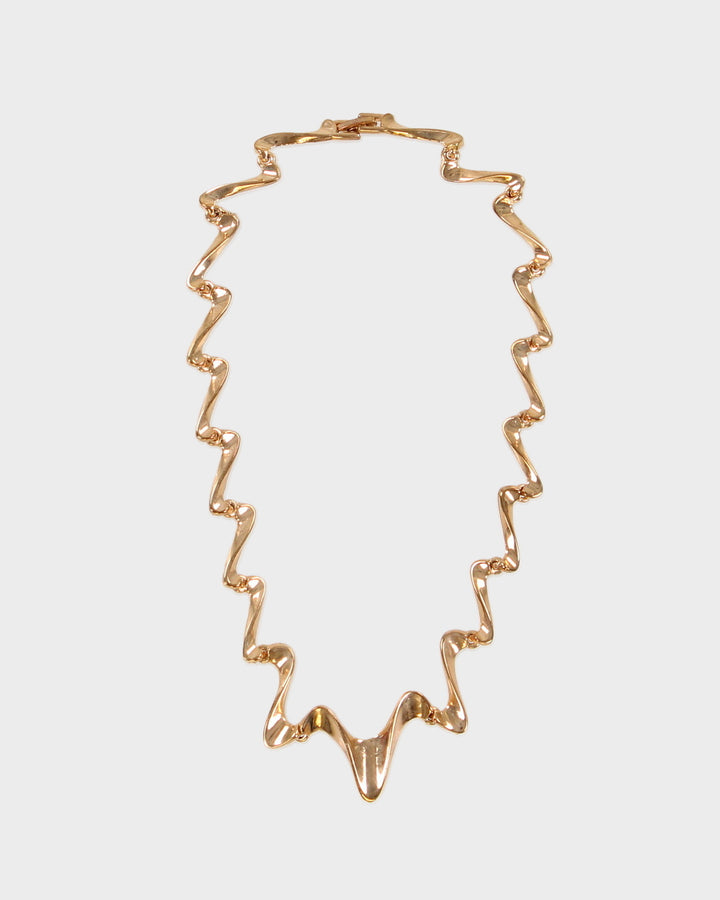 Y2K 00s Gold Plated Squiggley Choker Necklace - O/S