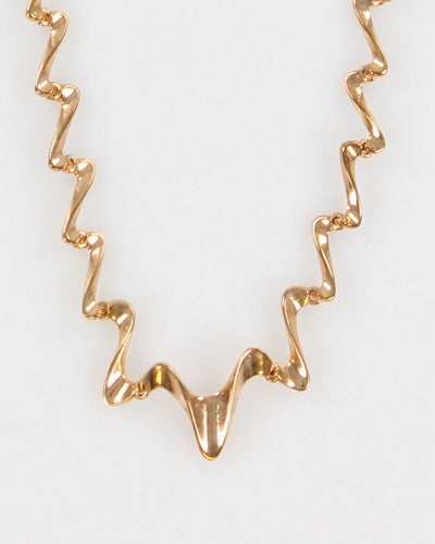 Y2K 00s Gold Plated Squiggley Choker Necklace - O/S
