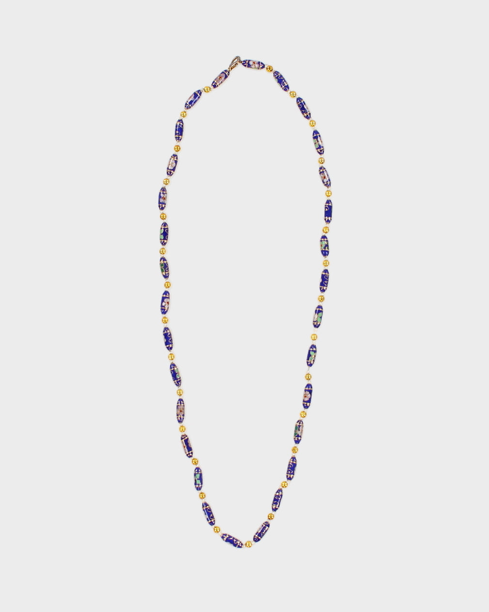 Vintage Blue Cloisonne Necklace - O/S