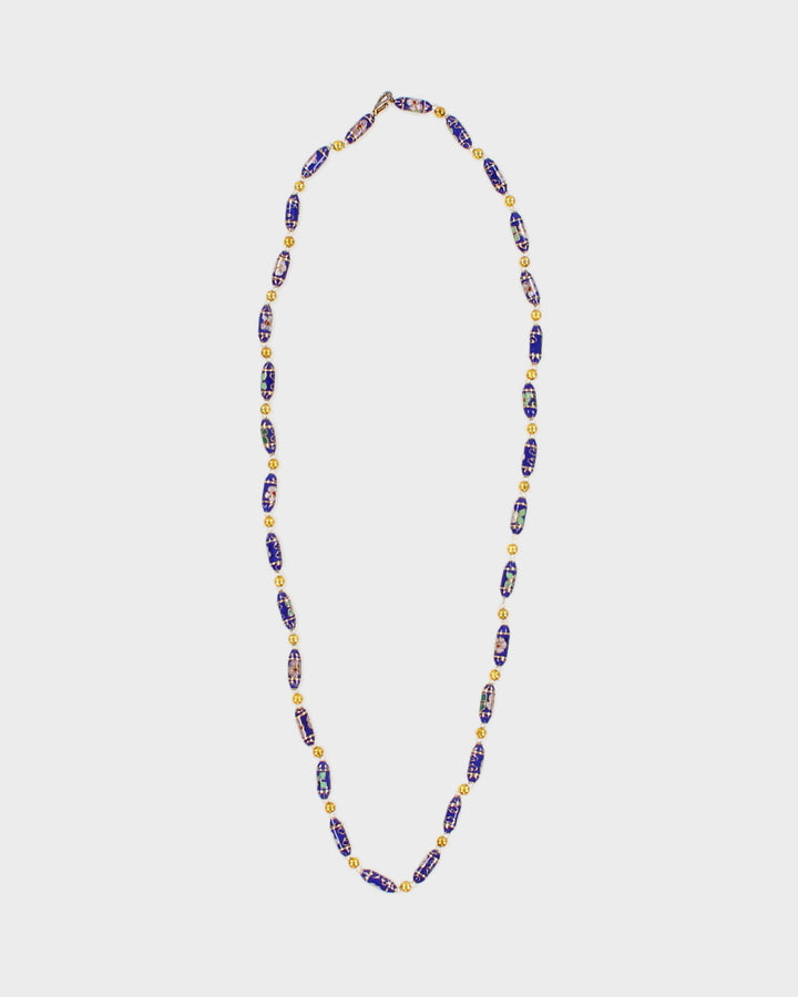 Vintage Blue Cloisonne Necklace - O/S