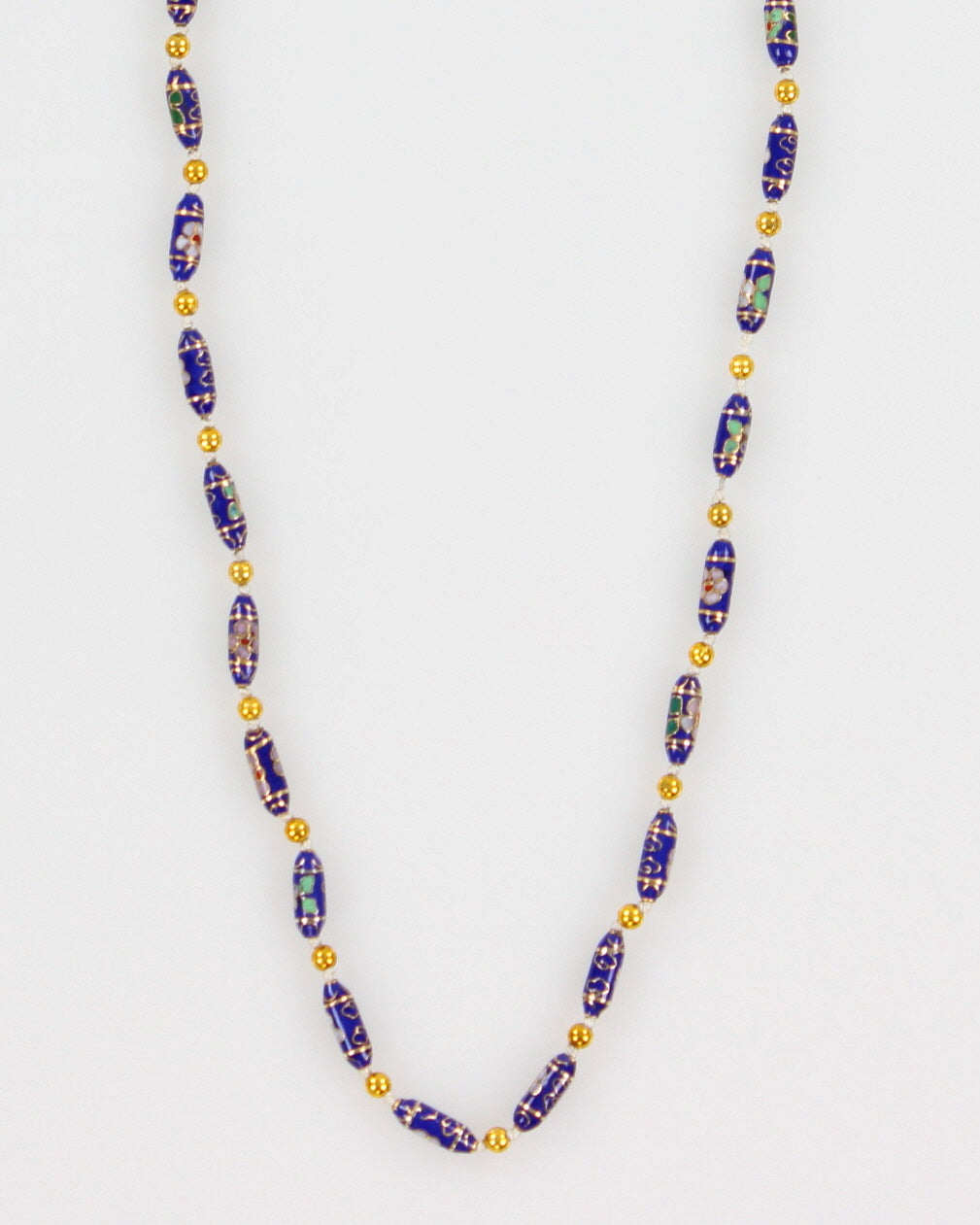 Vintage Blue Cloisonne Necklace - O/S