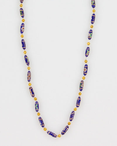 Vintage Blue Cloisonne Necklace - O/S