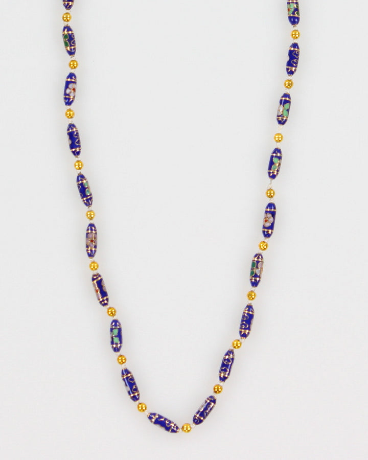 Vintage Blue Cloisonne Necklace - O/S