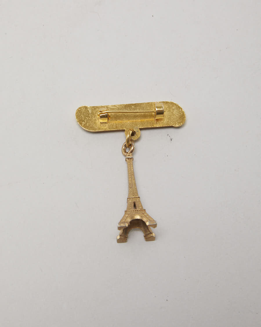 50's Souvenir Pin with Dangling Eiffel Tower