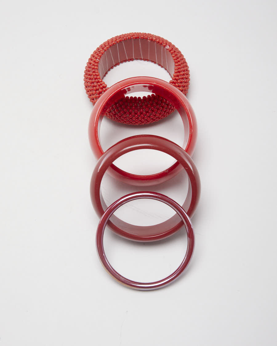 Red Vintage Set of 4 Bangles – Rokit