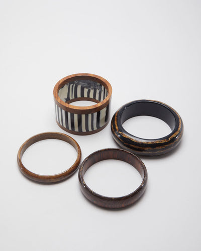 Striped Wood Set of 4 Bangles