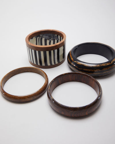 Striped Wood Set of 4 Bangles