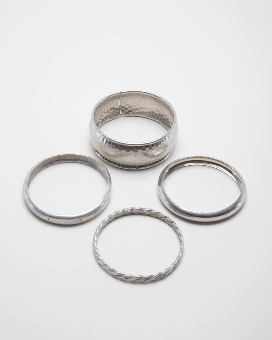 Vintage Silver Tone Set of 4 Bangles
