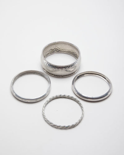 Vintage Silver Tone Set of 4 Bangles