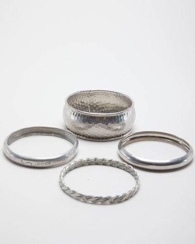 Vintage Silver Tone Set of 4 Bangles