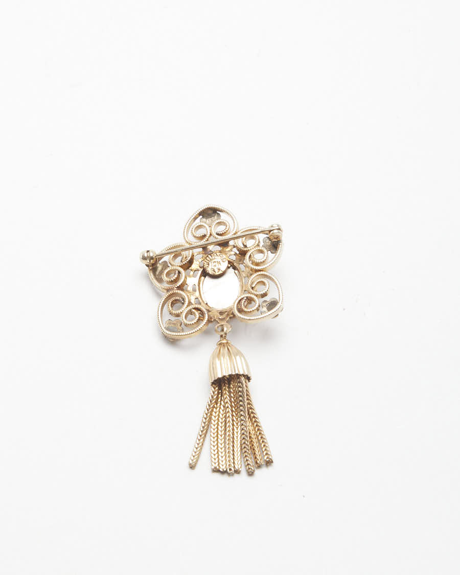 Vintage Brooch with Mini Cameo and Tassel