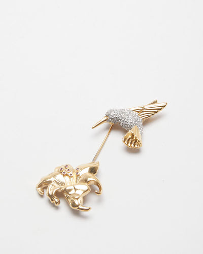 Vintage Lily and Bird Brooch by Buttler