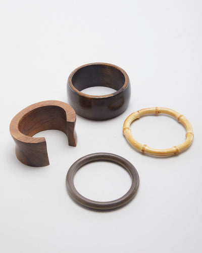Mixed Wood Set of 4 Bangles