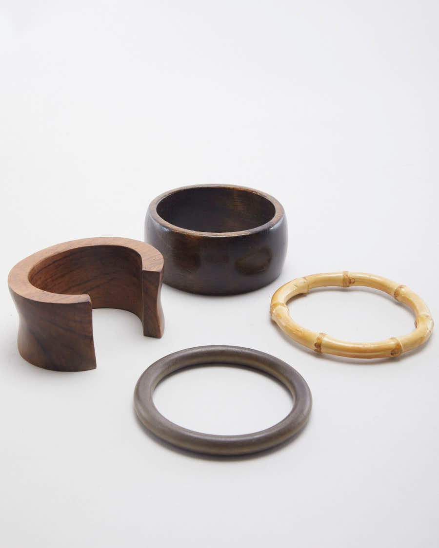 Mixed Wood Set of 4 Bangles