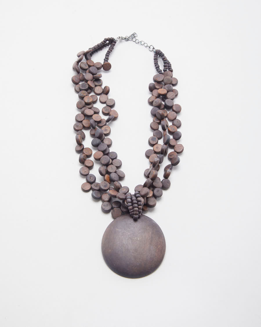 Vintage Beaded Wood Necklace