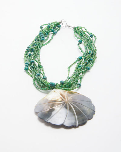 Green Mother of Pearl Shell Beaded Necklace