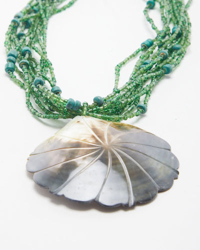 Green Mother of Pearl Shell Beaded Necklace