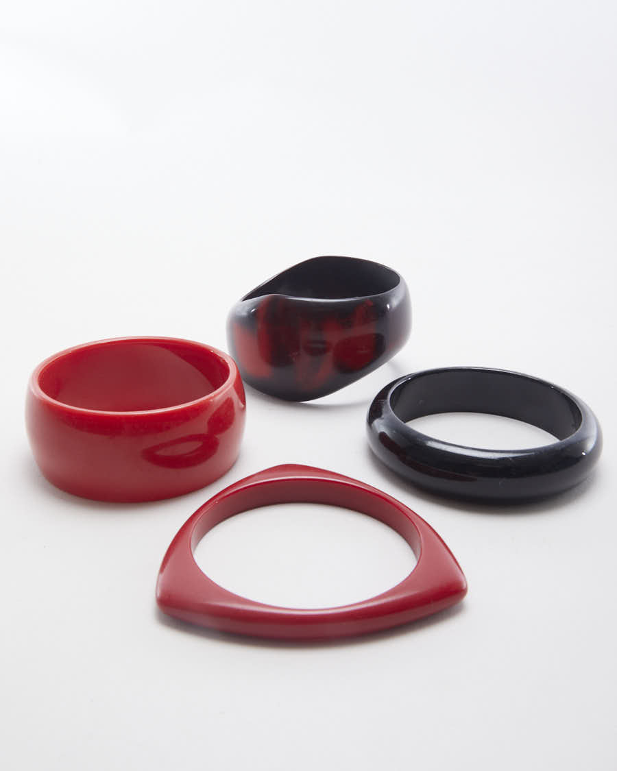 Y2K Red and Black Set of 4 Bangles